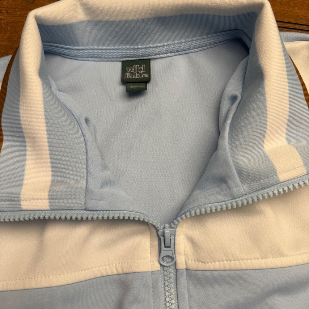 Wild Fable Women's Blue White Track Jacket Full Zip Athletic Retro Size L - Picture 3 of 6